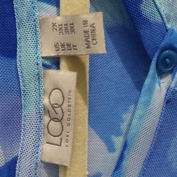 LOGO Layers by Lori Goldstein Watercolor Mesh Cardigan 2X - Picture 4 of 6